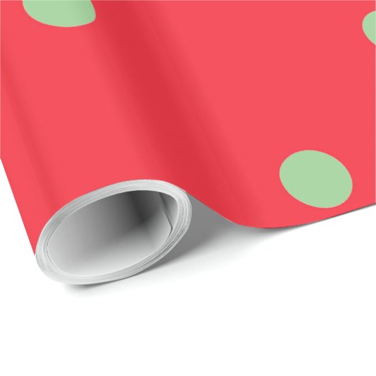 Rot mit Green Polka Dot Modernes Weihnachtsmuster Geschenkpapier (Rolleneckpunkt)