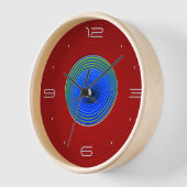 Rot mit grünblauem Wirblem Glow Center>Wall Clock Uhr (Winkel)