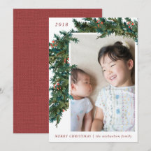 Rot mit grüner Garland mit Burlap Foto Holiday