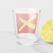 Rot mit hellgelbem Querschnitt Schnapsglas (Rückseite)