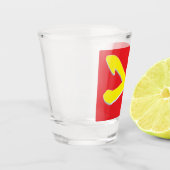 Rot mit hellgelbem Querschnitt Schnapsglas (Links)