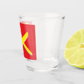 Rot mit hellgelbem Querschnitt Schnapsglas (Rechts)