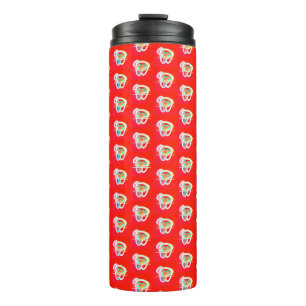 Rot mit kleinen Kunstdesigns auf dem Thermalwäsche Thermosbecher