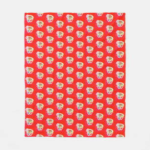 Rot mit kleinen Kunstdesigns Fleecedecke
