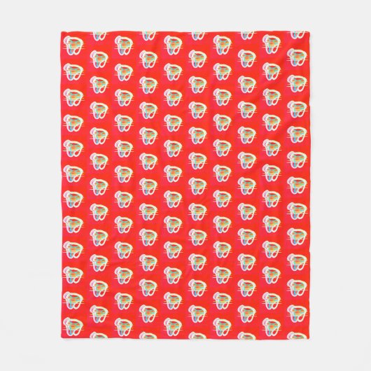 Rot mit kleinen Kunstdesigns Fleecedecke (Vorderseite)