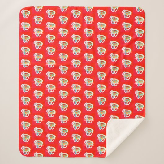 Rot mit kleinen Kunstdesigns Sherpadecke (Vorderseite)