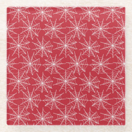 ROT MIT KLEINEN WEISSEN HALLOWEEN COBWEBS GLASUNTERSETZER