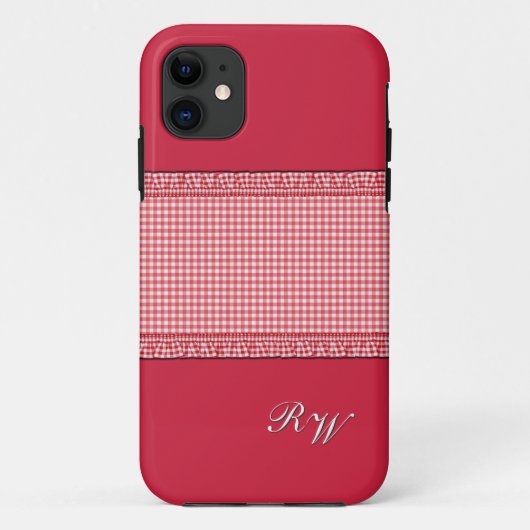Rot mit Monogramm Case-Mate iPhone Hülle (Rückseite)