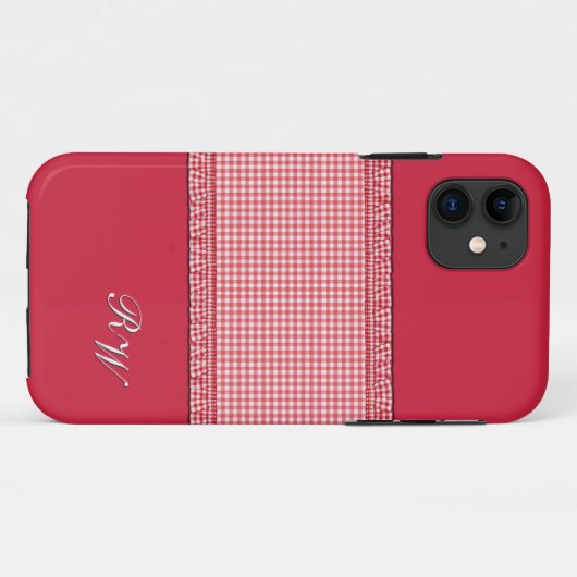 Rot mit Monogramm Case-Mate iPhone Hülle (Rückseite (Horizontal))