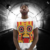 Rot mit Orange Tiki Art T-Shirt