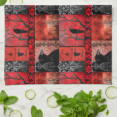 Rot mit Schwarz Geschirrtuch (Gefaltet)