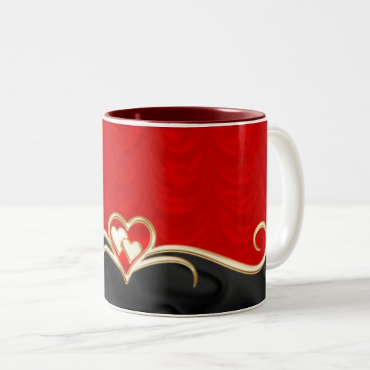 Rot mit Schwarz Zweifarbige Tasse (VorderseiteRechts)