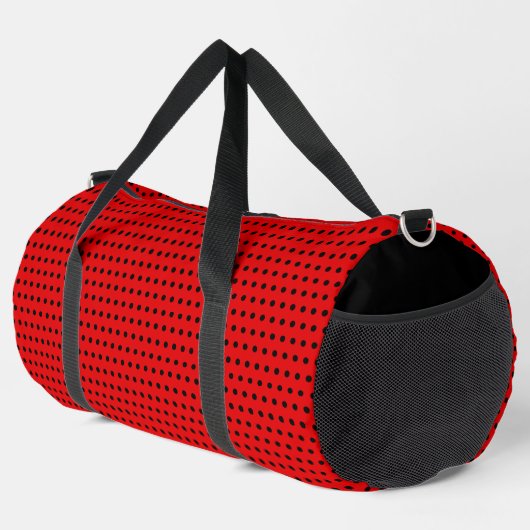Rot mit stilvollen schwarzen Punkten Duffle Bag (Rechte Ecke)