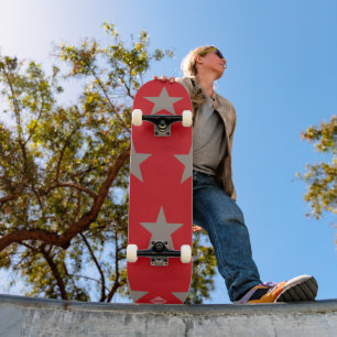 Rot mit Taupe Gray Stars HAMbWG Skateboard