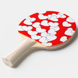 Rot mit weißem Herzen Ping Pong Paddel Tischtennis Schläger