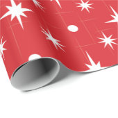 Rot mit weißem Sternmuster Geschenkpapier (Rolleneckpunkt)