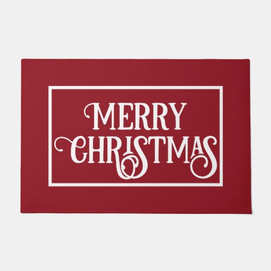 Rot mit weißem Urlaub Fußmatte (Vorderseite)