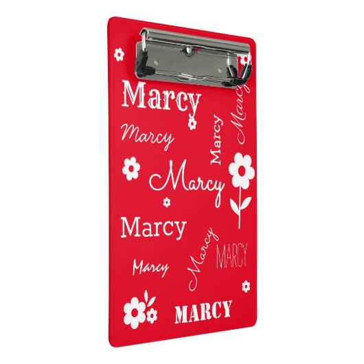 Rot mit weißen Blume, angepasste Mini-Zwischenabla Mini Klemmbrett (Schrägansicht)