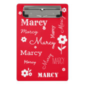 Rot mit weißen Blume, angepasste Mini-Zwischenabla Mini Klemmbrett (Vorderseite)