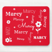 Rot mit weißen Blume, individuell angepasste Mausp Mousepad (Vorne)