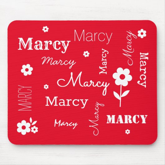 Rot mit weißen Blume, individuell angepasste Mausp Mousepad (Vorne)