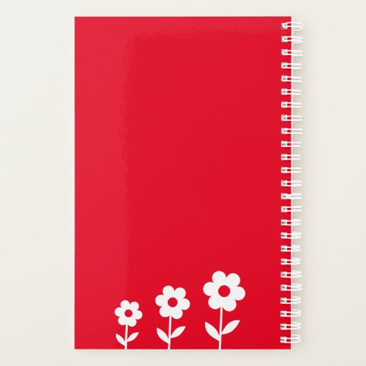 Rot mit weißen Blume, Individuelle Name-Planer Planer (Rückseite)