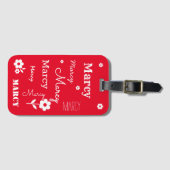 Rot mit weißen Blume, individueller Gepäckanhänger (Vorderseite (Horizontal))