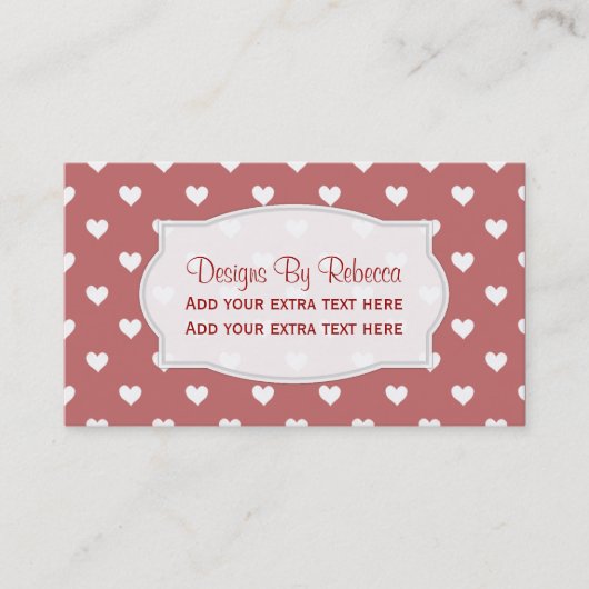 Rot mit weißen Herz-Visitenkarten Visitenkarte (Vorderseite)