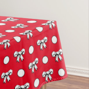 Rot mit weißen Polka Docks und Cartoon Bows Tischdecke