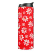 Rot mit weißen Schneeflocken Thermosbecher (Nach links gedreht)