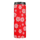 Rot mit weißen Schneeflocken Thermosbecher (Rückseite)