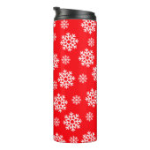 Rot mit weißen Schneeflocken Thermosbecher (Nach rechts gedreht)