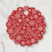 Rot mit weißen Schneeflocken und gratis Wirbel Geschenkanhänger (Vorderseite)