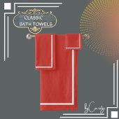 Rot mit weißer Grenze Badhandtuch Set