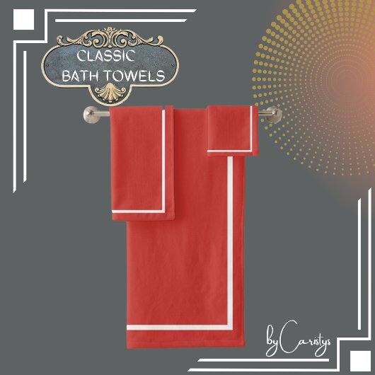 Rot mit weißer Grenze Badhandtuch Set