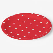 Rot mit weißer Polka Dots Papierplatte Pappteller (Schrägansicht)