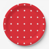 Rot mit weißer Polka Dots Papierplatte Pappteller (Vorderseite)