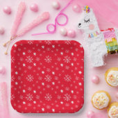 Rot mit weißer Schneeflockenpapierplatte Pappteller (Party)