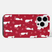 ROT MIT WEISSER SITZKATZMUSTER iPhone HÜLLE (Rückseite (Horizontal))