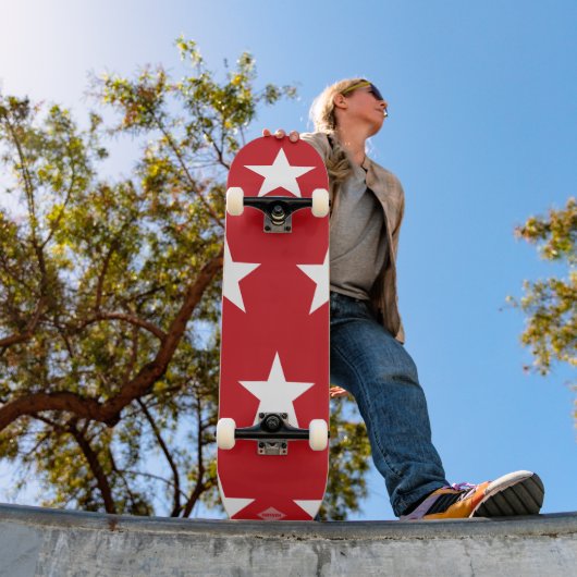 Rot mit White Stars HAMbWG Skateboard (Außen 1)