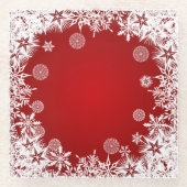 ROT MIT WÜSTEN VON WEISSEN WINTERSCHNEEEN GLASUNTERSETZER (Vorderseite)