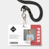 Rot | Mitarbeiter Foto ID Company Security Ausweis (Front with Lanyard)