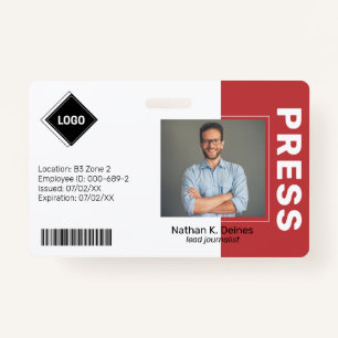 Rot   Mitarbeiter Foto ID Company Security Ausweis