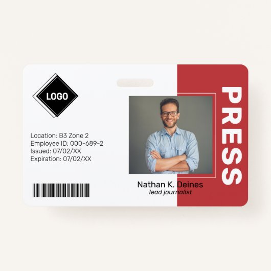 Rot | Mitarbeiter Foto ID Company Security Ausweis (Vorderseite)