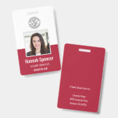 Rot | Mitarbeiter Foto ID Company Security Ausweis (Vorder- & Rückseite)