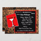 Rot-Mocha-Caramel-Leopard-Party Einladung (Vorne/Hinten)