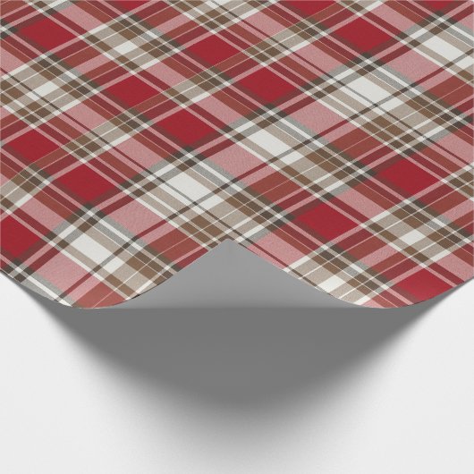 Rot, Mocha und Creme Kariert #2 Geschenkpapier (Ecke)