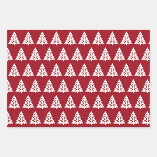 Rot, Mocha und Creme Kariert mit Bäumen Geschenkpapier Set (Vorderseite 2)