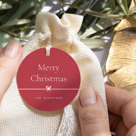 Rot | Modern Bow Einfache Weihnachtszeit Geschenkanhänger