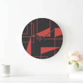 Rot, modern, dynamisch, trendig geometrisch große wanduhr (Zuhause)